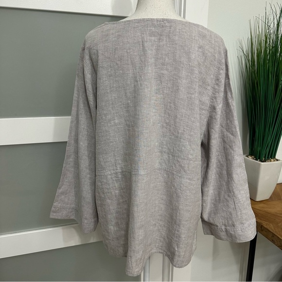 Habitat 41520 Pocket Pullover Top Linen Blend SZ XLarge Gull Lagenlook NWT - Picture 11 of 11